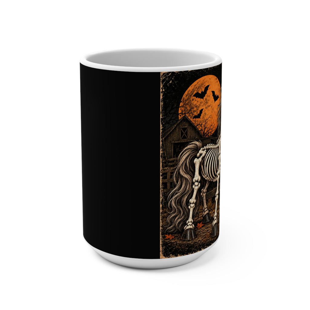 Hay Girl Skeleton Horse Halloween Mug – Funny Spooky Pumpkin Coffee Cup
