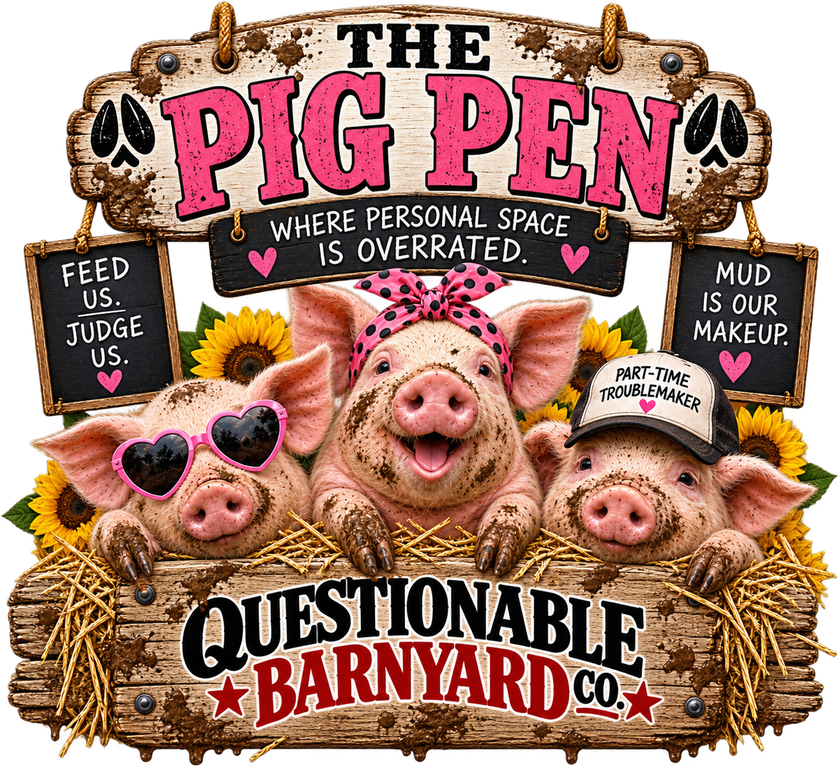Pig Pen Barnyard T-Shirt — "Questionable Barnyard Co." Graphic Tee