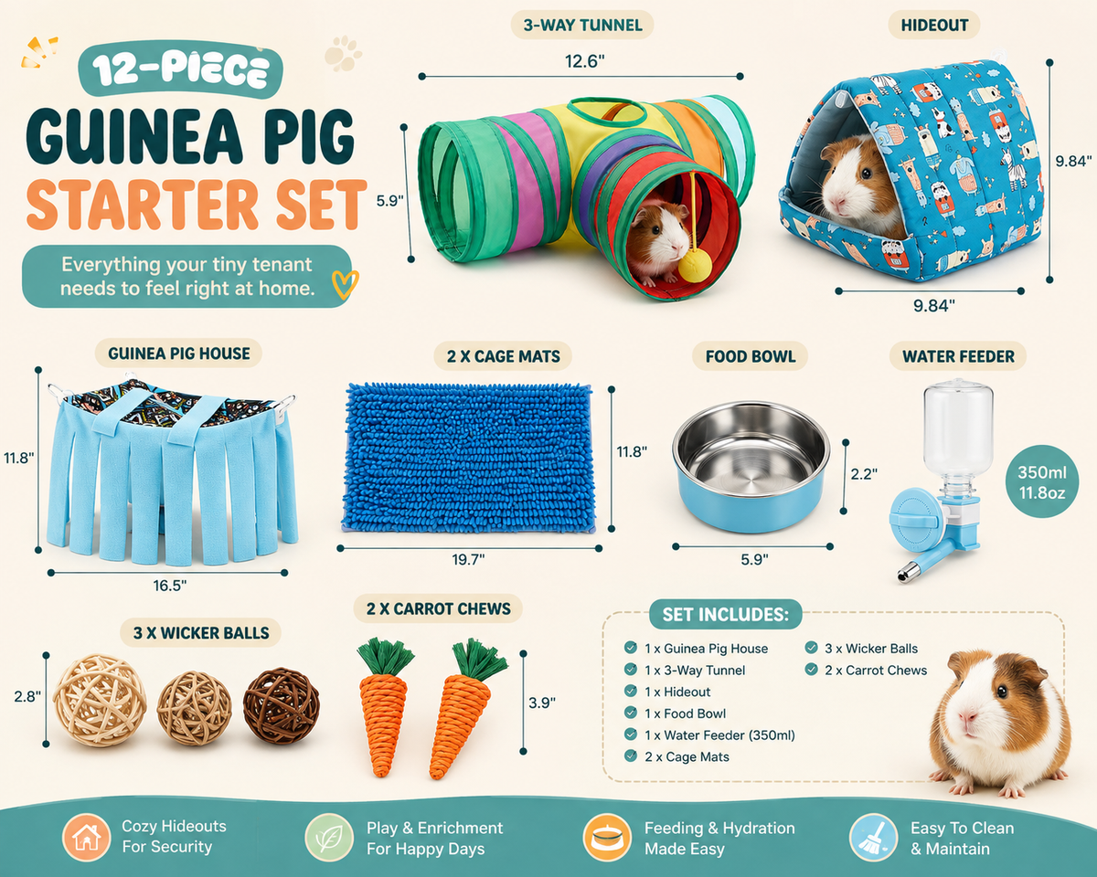 The Tiny Tenant™ – 12-Piece Guinea Pig Starter Set