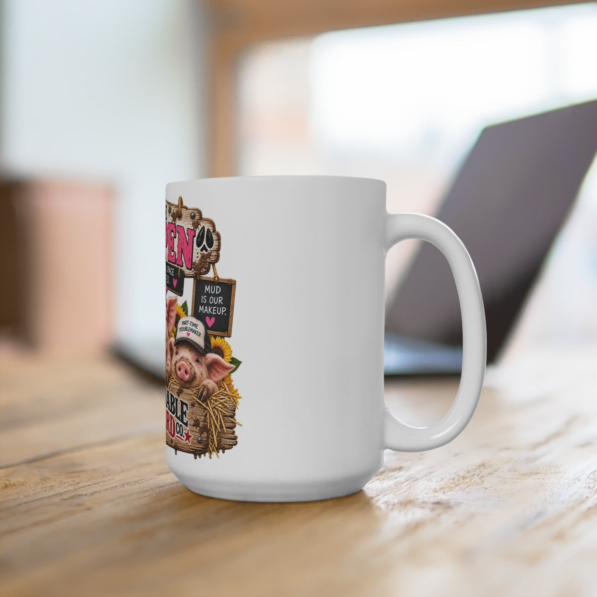 Pig Pen 15oz Mug — "Questionable Barnyard" Funny Farm Pig Coffee Cup