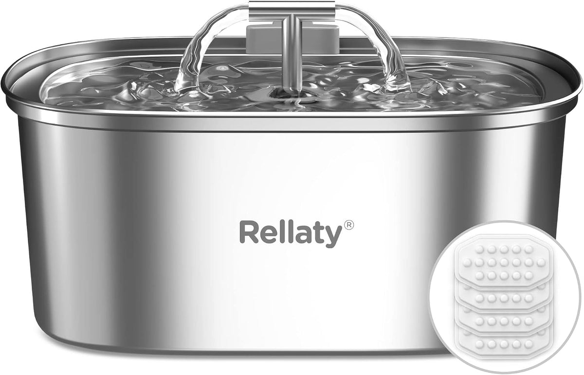 The Purrcolator™ – 3.2L Stainless Steel Cat Water Fountain “Includes 4 Filters + 4 Sponges”