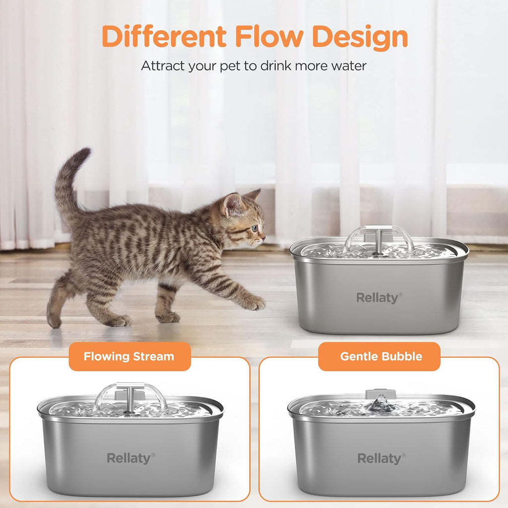 The Purrcolator™ – 3.2L Stainless Steel Cat Water Fountain “Includes 4 Filters + 4 Sponges”